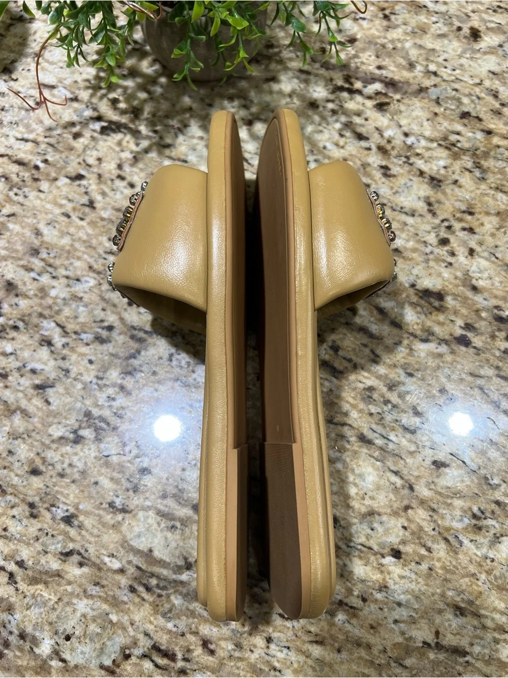 Tory Burch Eleanor Double T Crystal Slides Mules Sandals 10